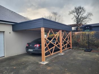 Carport avec toit plat en membrane EPDM